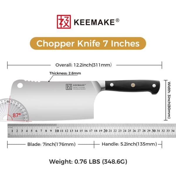 Keittiöveitsisarja, 7 tuuman hakkuri, ergonominen muotoilu, terävä ruostumattomasta teräksestä valmistettu terä,7 tuuman Chopper-veitsi