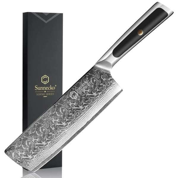 Damaskuksen keittiöveitset, 8 tuuman terä, ergonominen kahva,7 tuuman Nakiri-veitsi