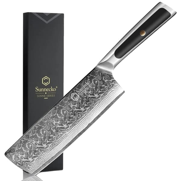 Damaskuksen keittiöveitset, 8 tuuman terä, ergonominen kahva,7 tuuman Nakiri-veitsi
