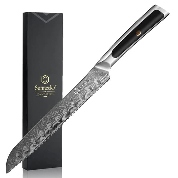 Damaskus Køkkenknive, 8 Tommer Klinge, Ergonomisk Håndtag,8 Tommer Brødkniv