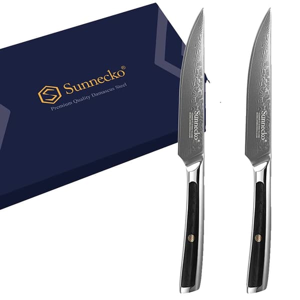 Sunnecko Utility Pihviveitset, 5-tuumainen VG10 Damaskusterä, Mukava G10 Kahva,2 kpl setti