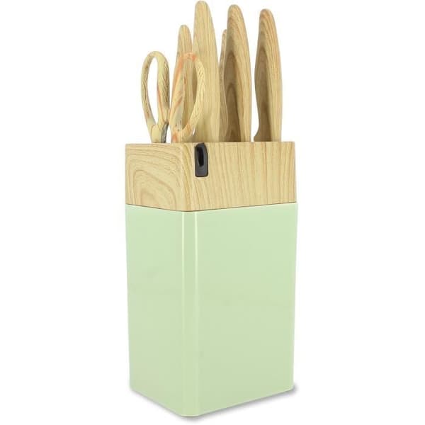 6-delt knivblok - MENASTYL - 5041060 - Keramisk blad - Polypropylen - Celadon