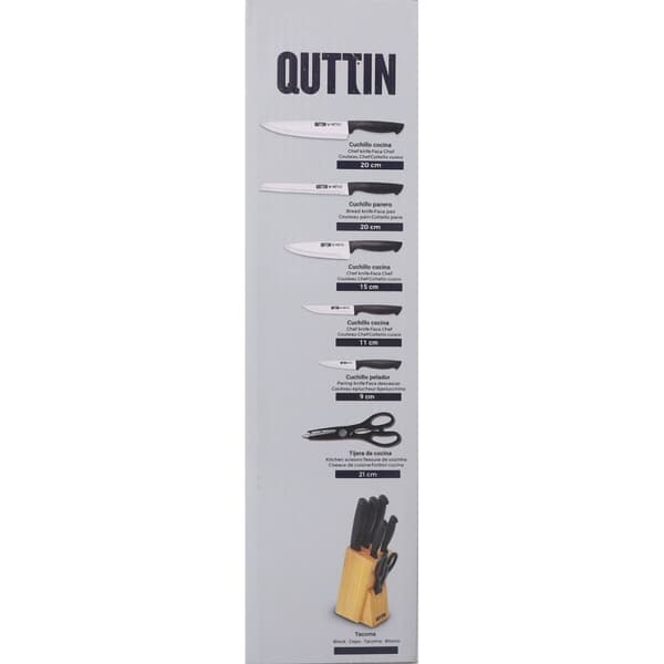 Sæt med køkkenknive og holder Quttin Nero Sort 7 Dele (2 enheder)