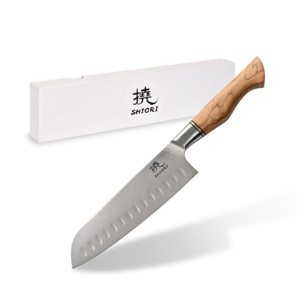 Shiori 撓 Shibuki Santoku - universell, multifunktionell kockkniv gjord av 14C28N sandvik stål