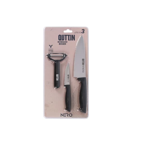 Knivsæt Quttin Nero Sort 3 Dele (12 enheder)