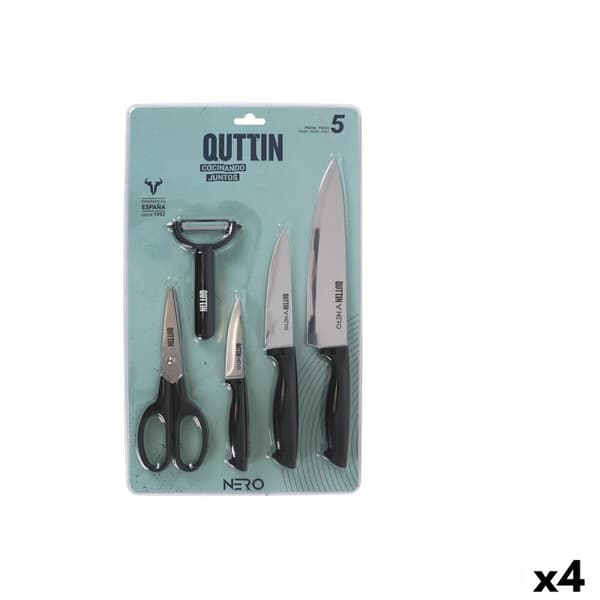 Knivsæt Quttin Nero Sort 5 Dele (4 enheder)