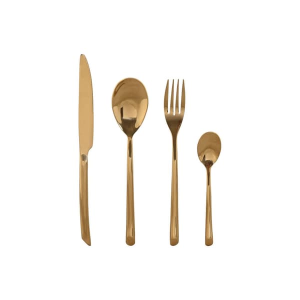 Bestik Home ESPRIT Gylden Rustfrit stål 1,8 x 0,8 x 23,5 cm 16 Dele