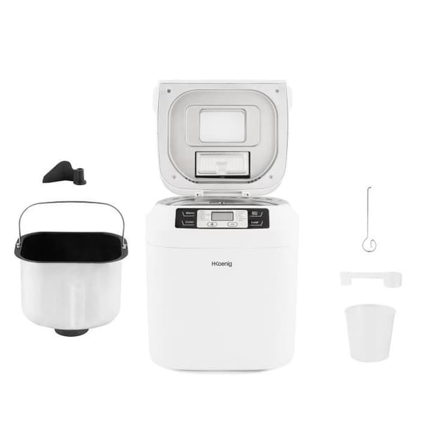 H.KoeNIG BAKE340 - Brödtillverkare med frön - 12 program - 3 tillagningsnivåer - 550W - 2 storlekar: 650 eller 800g - LCD-skärm