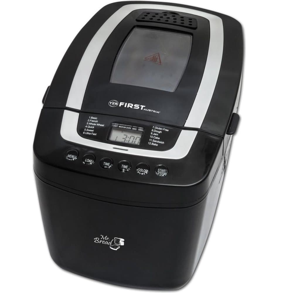 TZS First Austria Brödmaskin - 12 bakprogram - Svart
