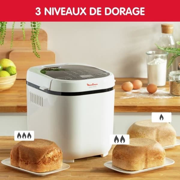 MOULINEX Brödmaskin 1 kg, 20 automatiska program, Glutenfritt program, Håll värmen, French toast OW210130
