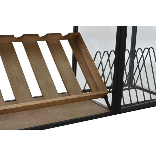 Flaskestativ Home ESPRIT Svart Naturell Tre Metall Krystall 102 x 32 x 60 cm