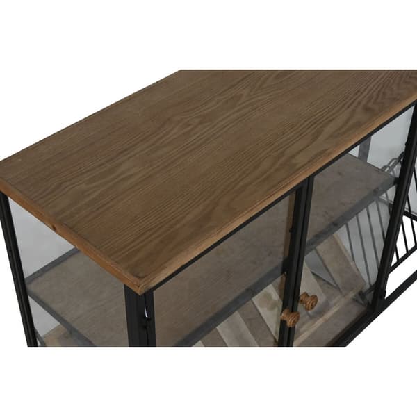 Flaskestativ Home ESPRIT Svart Naturell Tre Metall Krystall 102 x 32 x 60 cm