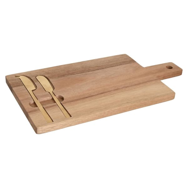 Ostebrett Home ESPRIT Rustfritt stål Akasia 38 x 20 x 1,5 cm (3 Deler)