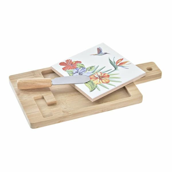Ostebræt DKD Home Decor Bambus Aluminium Stentøj 21,5 x 11,8 x 1,5 cm (3 Dele)
