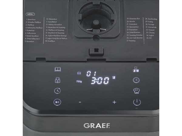 Graef BA806, 750 g, Ajastin, Vaihteleva kuoren ruskistuksen säätö, Lämpimänäpitotoiminto, 520 W, Musta, Harmaa