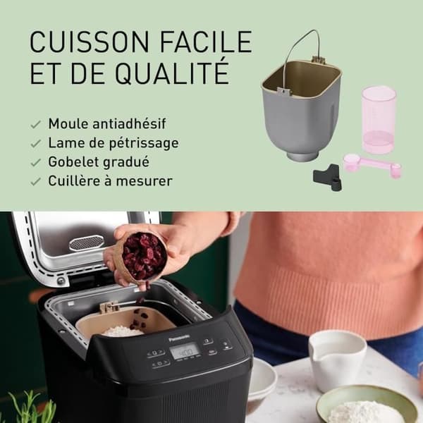 Panasonic SD-PN100KXE Mini-Brödmaskin för Små Hushåll, 4 Glutenfria Program, Kompakt Design, 18 Program