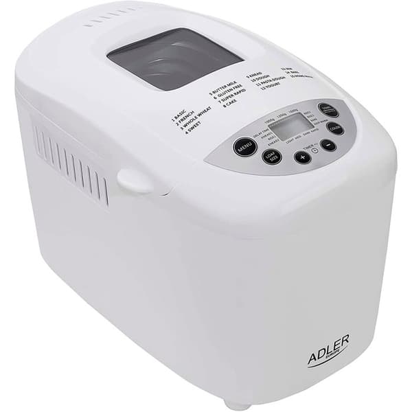 Brödmaskin, 15 Program, utan Gluten, Timer, Knåda, Bakning Adler AD6019 850W Vit 39755