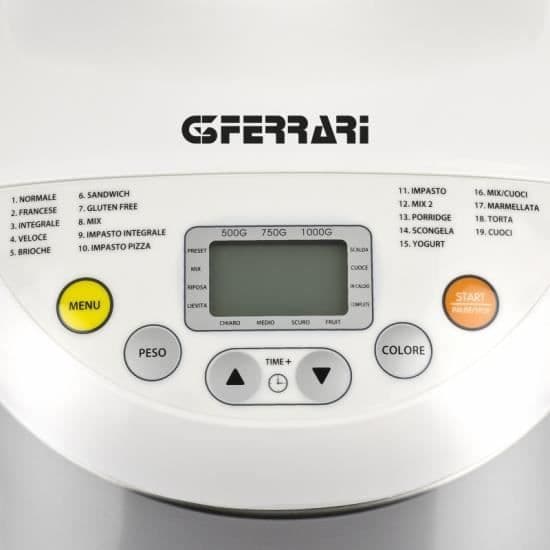 G3 FERRARI LOAF brödmaskin - 19 program - 550 Watt - Grå