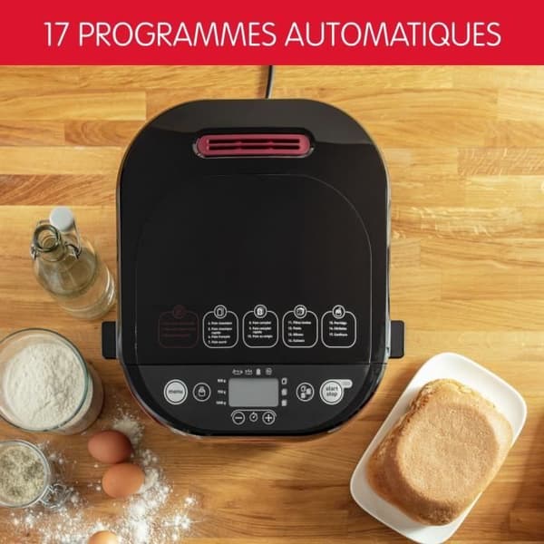 MOULINEX Brödmaskin, 1 kg, 17 program, 3 bryningsnivåer, Programmerbar, Håll värmen Smärta & Plaisir OW220830