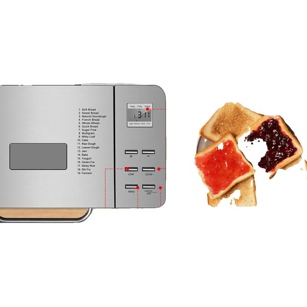 Brödmaskin, 19 bakningsfunktioner, 1 kg kapacitet,Ljusgrå