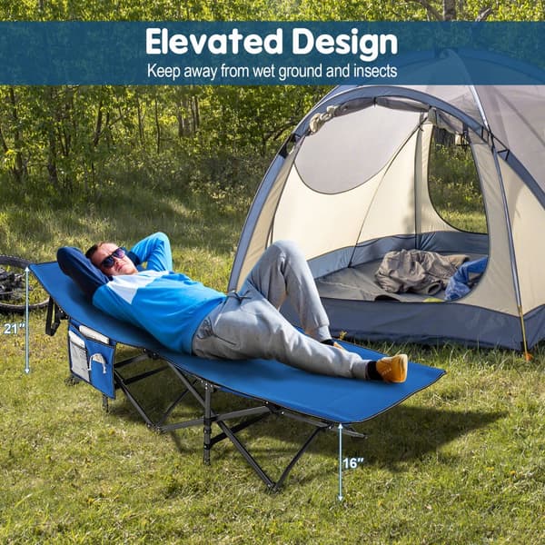 Camping seng, 75x28.5x20 tommer, Blå