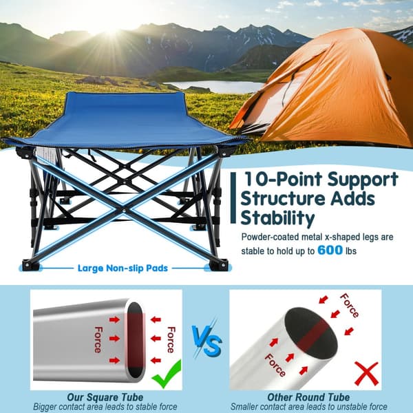 Camping seng, 75x28.5x20 tommer, Blå