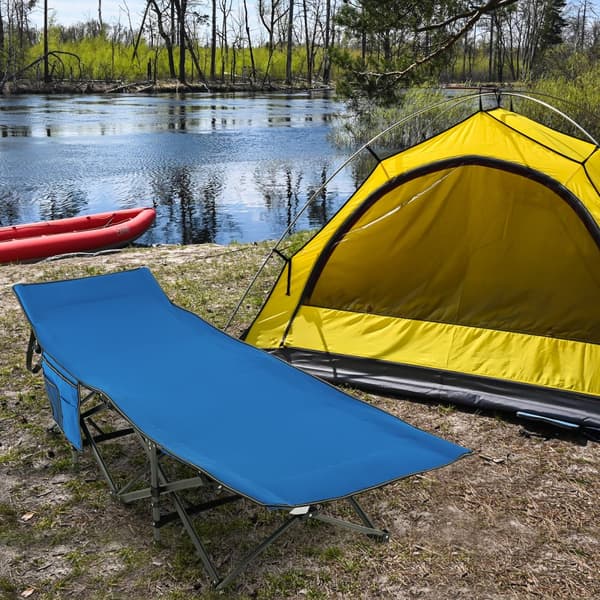 Camping seng, 75x28.5x20 tommer, Blå
