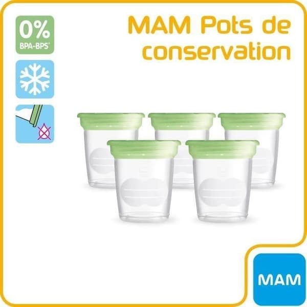 MAM Lagringsbehållare 120 ml - Set med 5 - Transparent