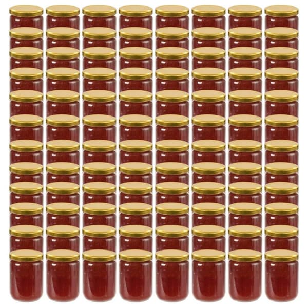 vidaXL Syltburkar i glas med guldfärgade lock 96 st 230 ml