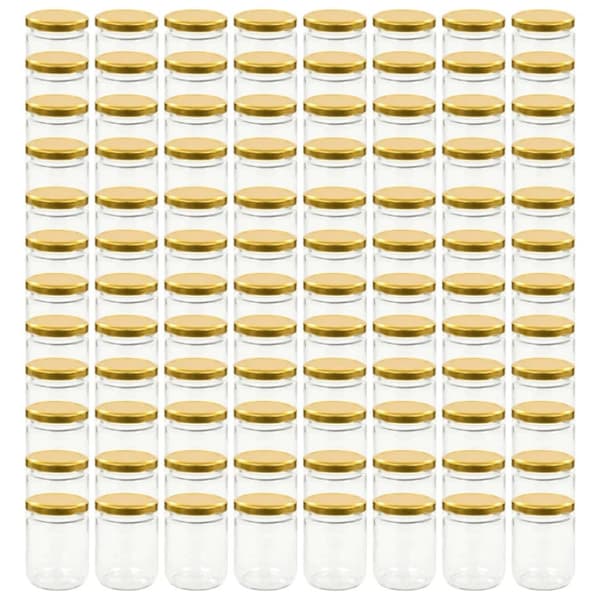 vidaXL Syltburkar i glas med guldfärgade lock 96 st 230 ml