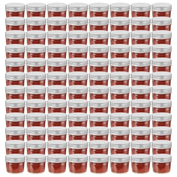 vidaXL Syltetøyglass med sølve lokk 96 stk 110 ml