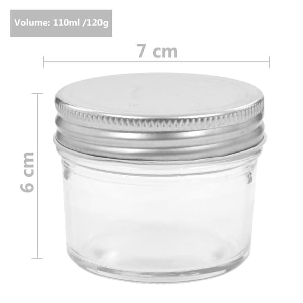 vidaXL Syltetøyglass med sølve lokk 24 stk 110 ml