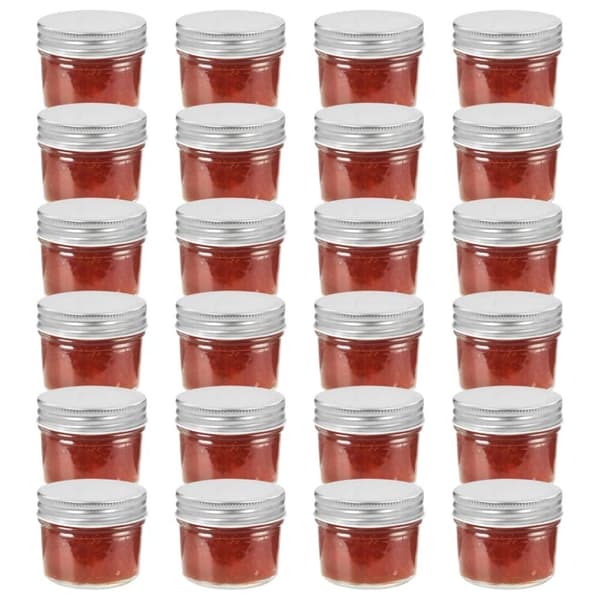 vidaXL Syltetøyglass med sølve lokk 24 stk 110 ml