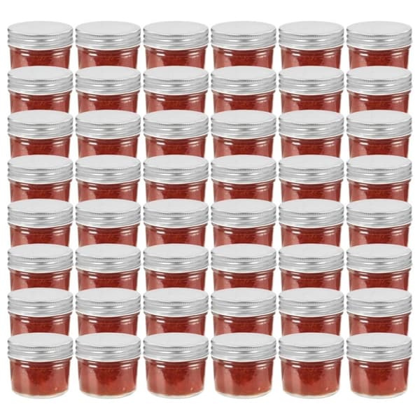 vidaXL Syltetøyglass med sølve lokk 48 stk 110 ml