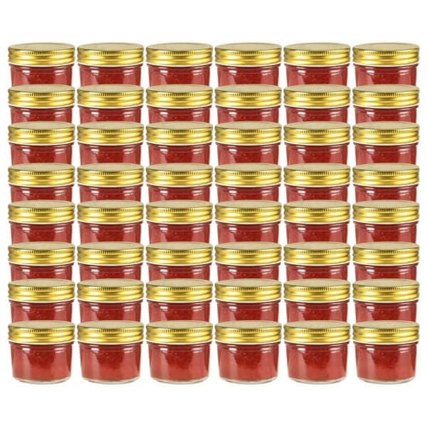 vidaXL Syltburkar i glas med guldfärgade lock 48 st 110 ml