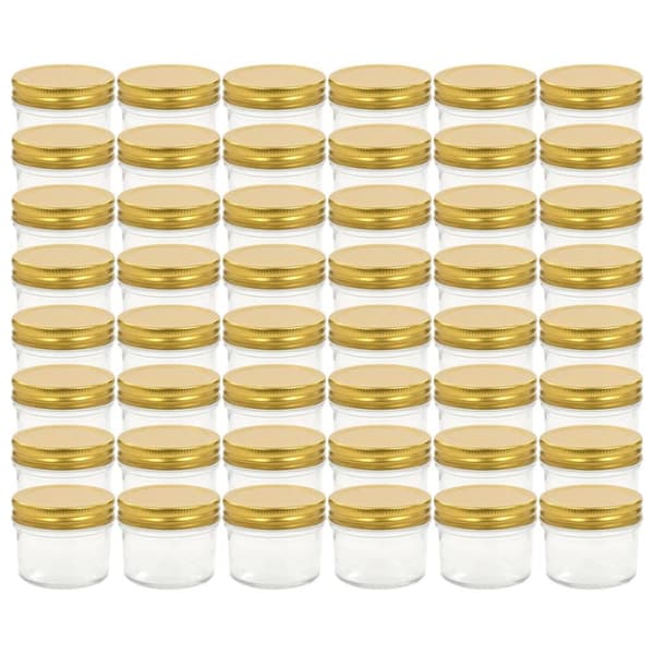 vidaXL Syltburkar i glas med guldfärgade lock 48 st 110 ml