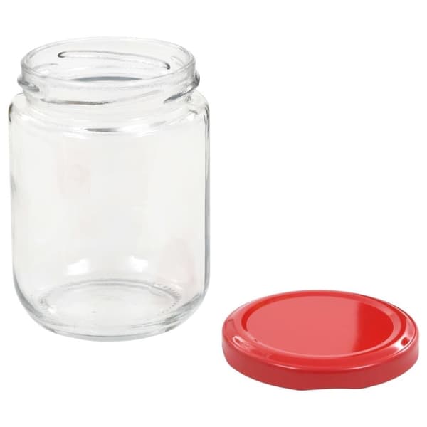 vidaXL Syltetøyglass med røde lokk 96 stk 230 ml