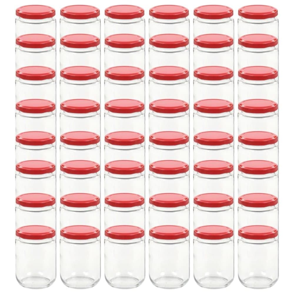 vidaXL Syltburkar i glas med röda lock 48 st 230 ml