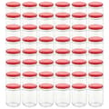 Miniatyrbilde 1 av 9: vidaXL Syltetøyglass med røde lokk 48 stk 230 ml
