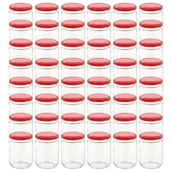 vidaXL Syltetøyglass med røde lokk 48 stk 230 ml