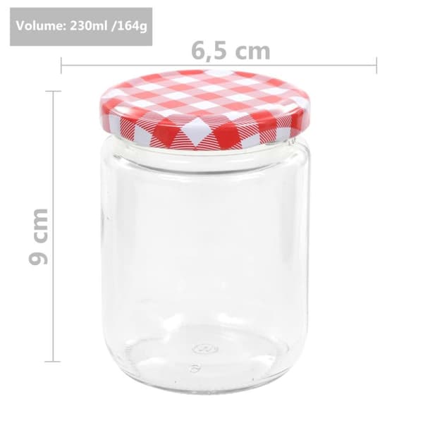 vidaXL syltetøjsglas 96 stk. med hvide og røde låg 230 ml