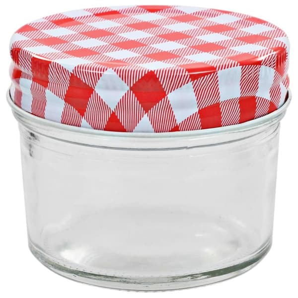 vidaXL Syltburkar i glas med vita och röda lock 24 st 110 ml