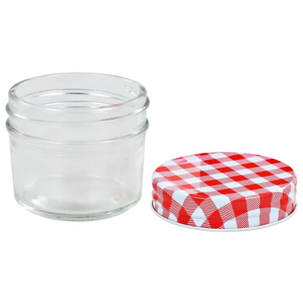 vidaXL Syltburkar i glas med vita och röda lock 24 st 110 ml
