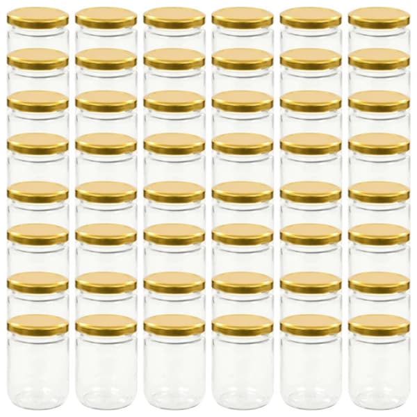 vidaXL syltetøjsglas 48 stk. med guldfarvet låg 230 ml