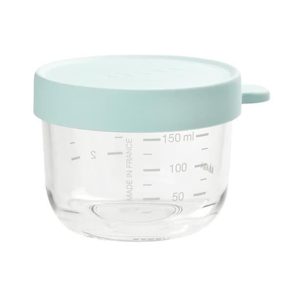 BEABA förvaringsburkar i glas - 150 ml - Extra resistenta - Blå