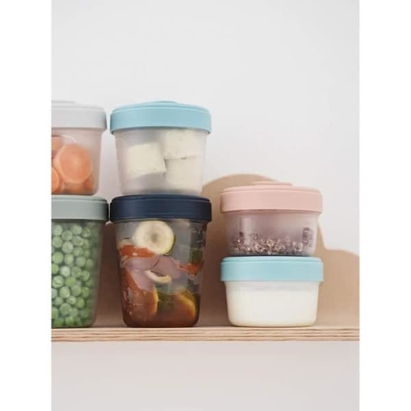 BÉABA - Lot 12 Portioner Konservering och 2 Silikon Skedar - Pack 1:a Måltid - Eucalyptus