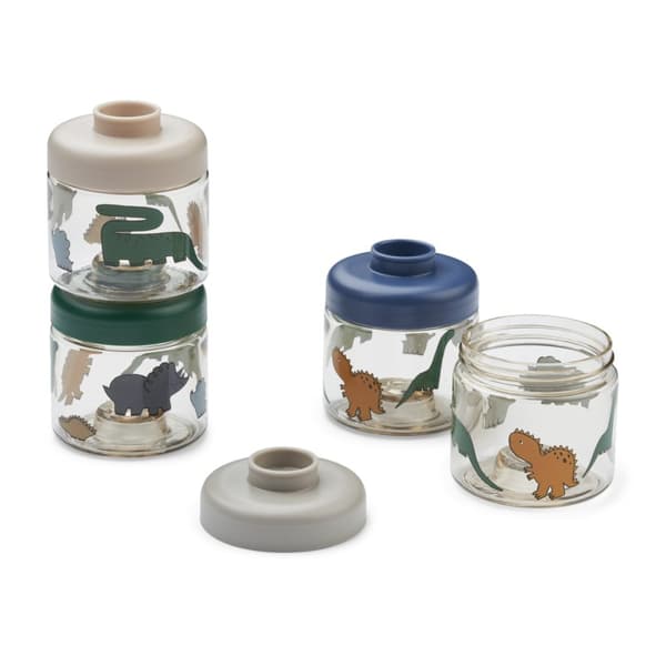 Dominique Barnematoppbevaring Tritan 4-Pack Dinosaurs/Mist Liewood