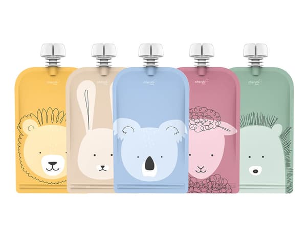 Gjenbrukbare matposer Squeezebag Animal 5-Pack Cherub Baby