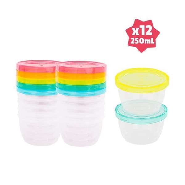 Badabulle Batch om 12 badabowls - Graderade förvaringsbehållare 250 ml - Omskrivbar yta