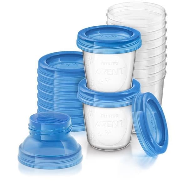 Konserveringsburkar - PHILIPS AVENT - Bröstmjölk - 10 burkar 180ml + 2 adaptrar